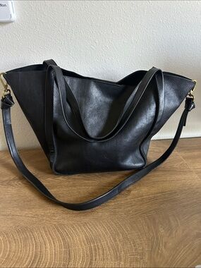 Madewell Classic Black Leather Tote Shoulder Bag